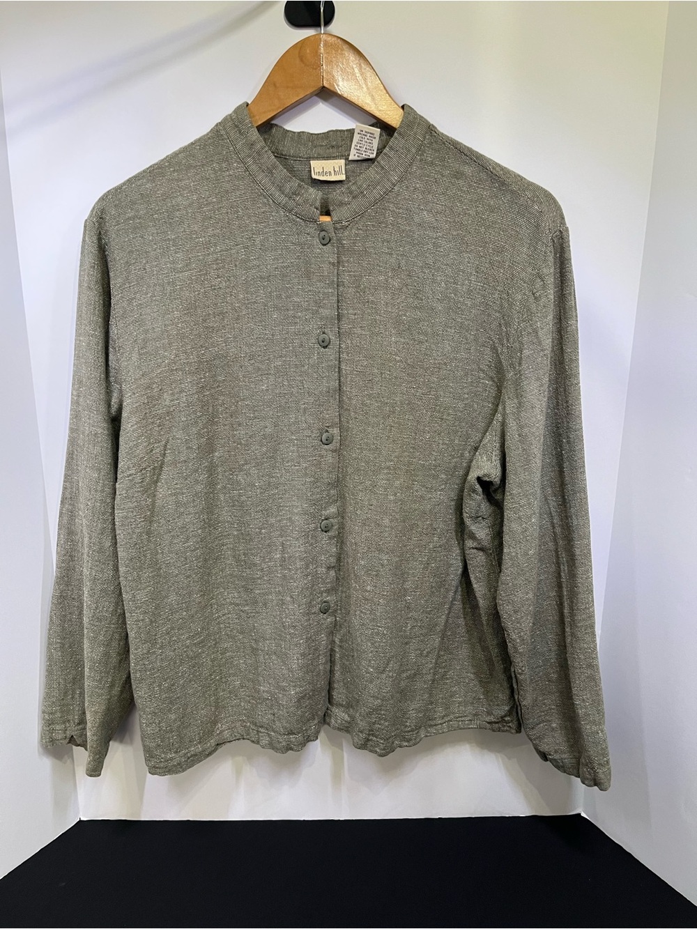 Linden Hill Women's Long Sleeve Button-Front Top in Heather Olive